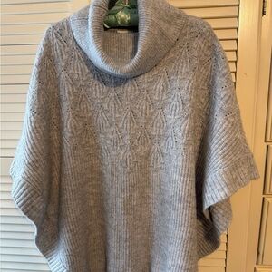 Charter Club Light Gray Turtleneck Poncho